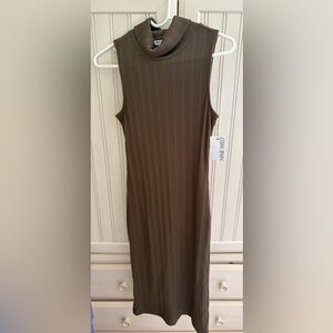 Nine West Women's Turtleneck Bodycon Sleeveless Sheath Dress Dark Brown Sz M